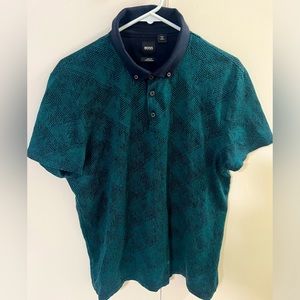 BOSS MERCERISED COTTON POLO GREEN SHIRT IN A SLIM FIT MEN’S M